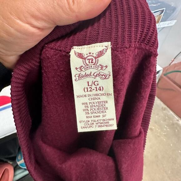 Faded Glory Burgundy Leggings High Waist Stretchy Bottoms - Picture 3 of 3